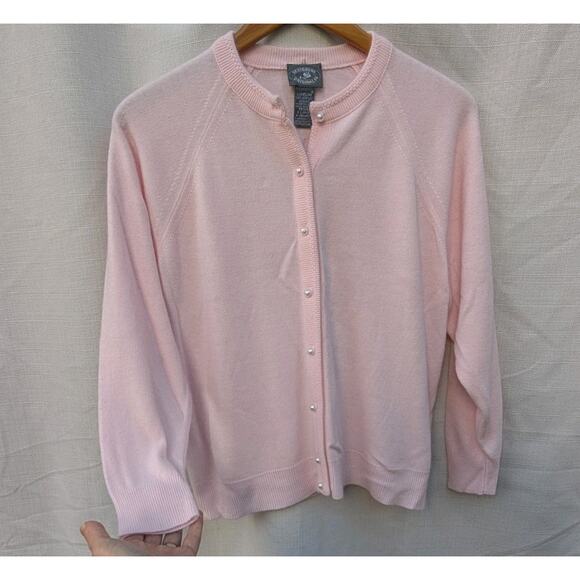 Designers Originals Women's Button Up Cardigan Sz PXL Petal Pink Pearl Button - Picture 4 of 6